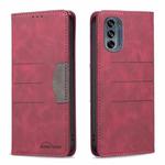 For Motorola Moto G62 Magnetic Splicing Leather Phone Case(Red)