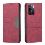 For OPPO A57 4G Magnetic Splicing Leather Phone Case(Red)