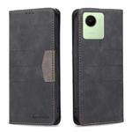 For Realme C30 Magnetic Splicing Leather Phone Case(Black)