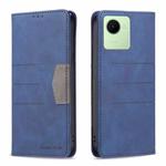 For Realme C30 Magnetic Splicing Leather Phone Case(Blue)