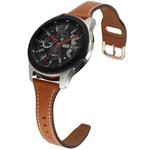 For Samsung Galaxy Watch5 40mm 20mm T-shape Genuine Leather Watch Band(Brown+Gold)