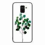 For Samsung Galaxy A8+ 2018 Colorful Painted Glass Phone Case(Sapling)