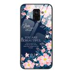 For Samsung Galaxy A8+ 2018 Colorful Painted Glass Phone Case(Flower)