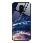 For Samsung Galaxy A8+ 2018 Colorful Painted Glass Phone Case(Starry Sky)