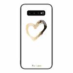 For Samsung Galaxy S10+ Colorful Painted Glass Phone Case(Golden Love)