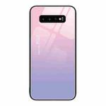 For Samsung Galaxy S10+ Colorful Painted Glass Phone Case(Purple Sky)