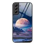 For Samsung Galaxy S21 5G Colorful Painted Glass Phone Case(Moon Hill)