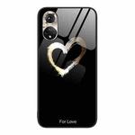 For Honor 50 Colorful Painted Glass Phone Case(Black Love)