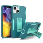 For iPhone 14 Magnetic Holder Phone Case (Lake Blue + Blue Green)