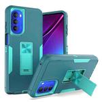 For Motorola Moto G Stylus 5G 2022 Magnetic Holder Phone Case(Lake Blue + Blue Green)