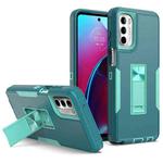 For Motorola Moto G Stylus 2022 Magnetic Holder Phone Case(Lake Blue + Blue Green)