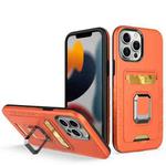 For iPhone 13 Pro Max Card Shield Magnetic Holder Phone Case (Orange)