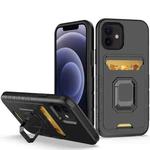 For iPhone 12 Card Shield Magnetic Holder Phone Case(Black)