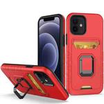For iPhone 12 Card Shield Magnetic Holder Phone Case(Orange)