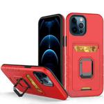 For iPhone 12 Pro Max Card Shield Magnetic Holder Phone Case(Orange)