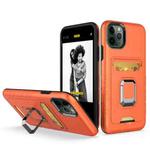 For iPhone 11 Pro Max Card Shield Magnetic Holder Phone Case (Orange)