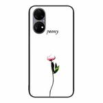 For Huawei P50 Pro Colorful Painted Glass Phone Case(A Flower)