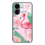For Huawei P50 Pro Colorful Painted Glass Phone Case(Flamingo)