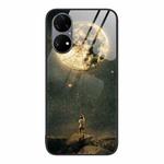 For Huawei P50 Pro Colorful Painted Glass Phone Case(Moon)