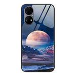 For Huawei P50 Pro Colorful Painted Glass Phone Case(Moon Hill)
