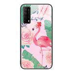 For Huawei Enjoy 20 SE Colorful Painted Glass Phone Case(Flamingo)