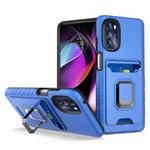 For Motorola Moto G 5G Card Shield Magnetic Holder Phone Case(Royal Blue)