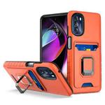 For Motorola Moto G 5G Card Shield Magnetic Holder Phone Case(Orange)