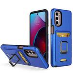For Motorola Moto G Stylus 2022 Card Shield Magnetic Holder Phone Case(Royal Blue)