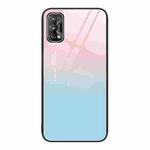 For Realme 7 Colorful Painted Glass Phone Case(Blue Sky)