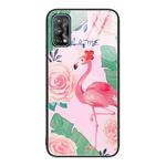 For Realme 7 Colorful Painted Glass Phone Case(Flamingo)
