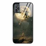 For Realme 7 Colorful Painted Glass Phone Case(Moon)