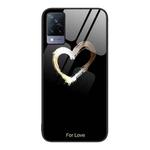 For vivo V21 Colorful Painted Glass Phone Case(Black Love)