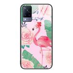 For vivo V21 Colorful Painted Glass Phone Case(Flamingo)