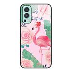 For OnePlus Nord 2 5G Colorful Painted Glass Phone Case(Flamingo)