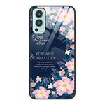 For OnePlus Nord 2 5G Colorful Painted Glass Phone Case(Flower)