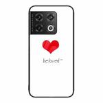 For OnePlus 10 Pro Colorful Painted Glass Phone Case(Red Heart)