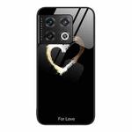 For OnePlus 10 Pro Colorful Painted Glass Phone Case(Black Love)