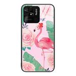 For Xiaomi Redmi 10C Colorful Painted Glass Phone Case(Flamingo)