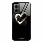 For Xiaomi Redmi Note 11E Colorful Painted Glass Phone Case(Black Love)