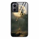 For Xiaomi Redmi Note 11E Colorful Painted Glass Phone Case(Moon)