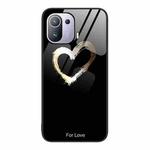 For Xiaomi Mi 11 Pro Colorful Painted Glass Phone Case(Black Love)
