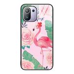 For Xiaomi Mi 11 Pro Colorful Painted Glass Phone Case(Flamingo)