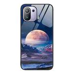 For Xiaomi Mi 11 Pro Colorful Painted Glass Phone Case(Moon Hill)