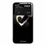 For Xiaomi Poco M4 Pro Colorful Painted Glass Phone Case(Black Love)