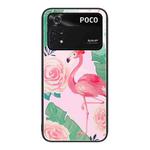 For Xiaomi Poco M4 Pro Colorful Painted Glass Phone Case(Flamingo)