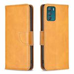 For Motorola Moto G42 4G Lambskin Texture Leather Phone Case(Yellow)
