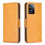 For OPPO A57 4G Lambskin Texture Leather Phone Case(Yellow)