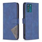 For Motorola Moto G42 4G Magnetic Buckle Rhombus Texture Leather Phone Case(Blue)