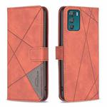 For Motorola Moto G42 4G Magnetic Buckle Rhombus Texture Leather Phone Case(Brown)