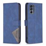 For Motorola Moto G62 Magnetic Buckle Rhombus Texture Leather Phone Case(Blue)